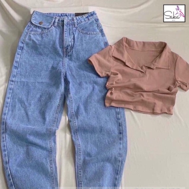 Áo croptop cổ sơ mi nữ thun bozip đẹp thu croptop nữ áo ngắn