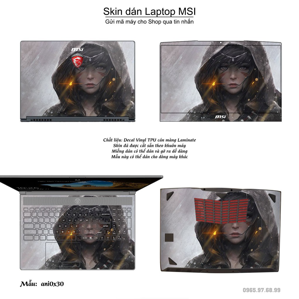 Skin dán Laptop MSI in hình Anime image (inbox mã máy cho Shop)