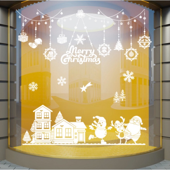 Decal dán tường Noel Hít Tĩnh Điện không Dơ Kính - Rèm phụ kiện phối thành phố trắng xóa