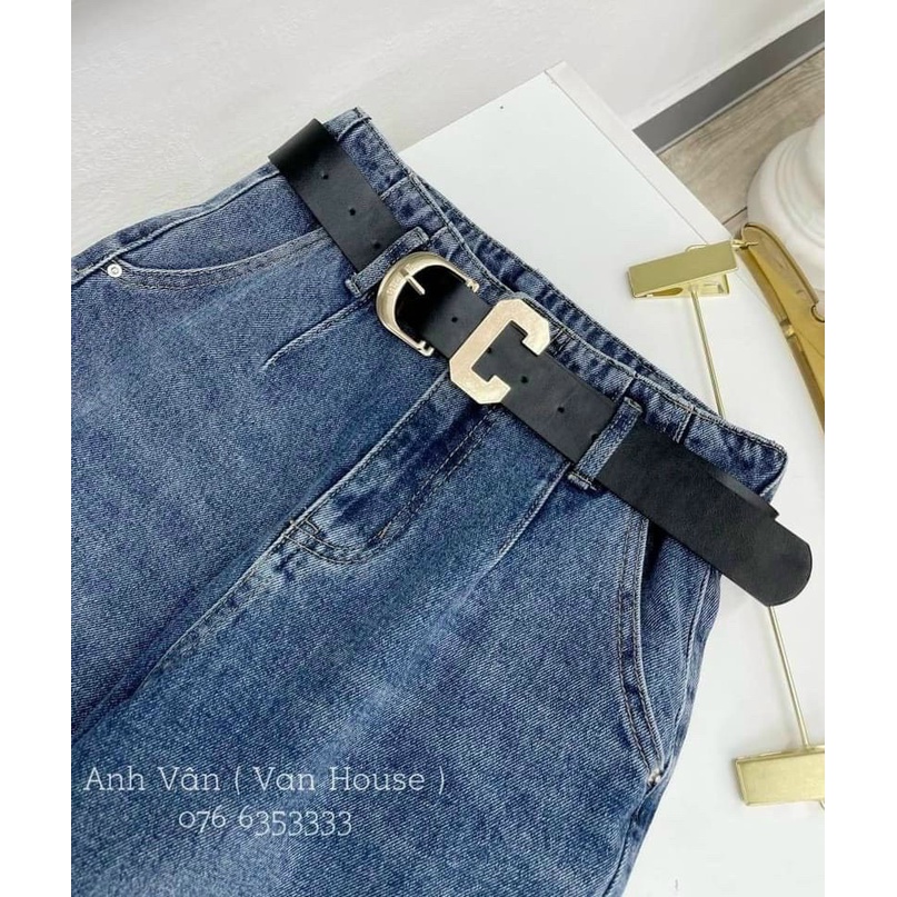 Quần jean baggy nữ trơn,quần bò cạp cao trơn gập gấu siêu đẹp,quà tặng 1 sợ dây buộc tóc-Minxy shop