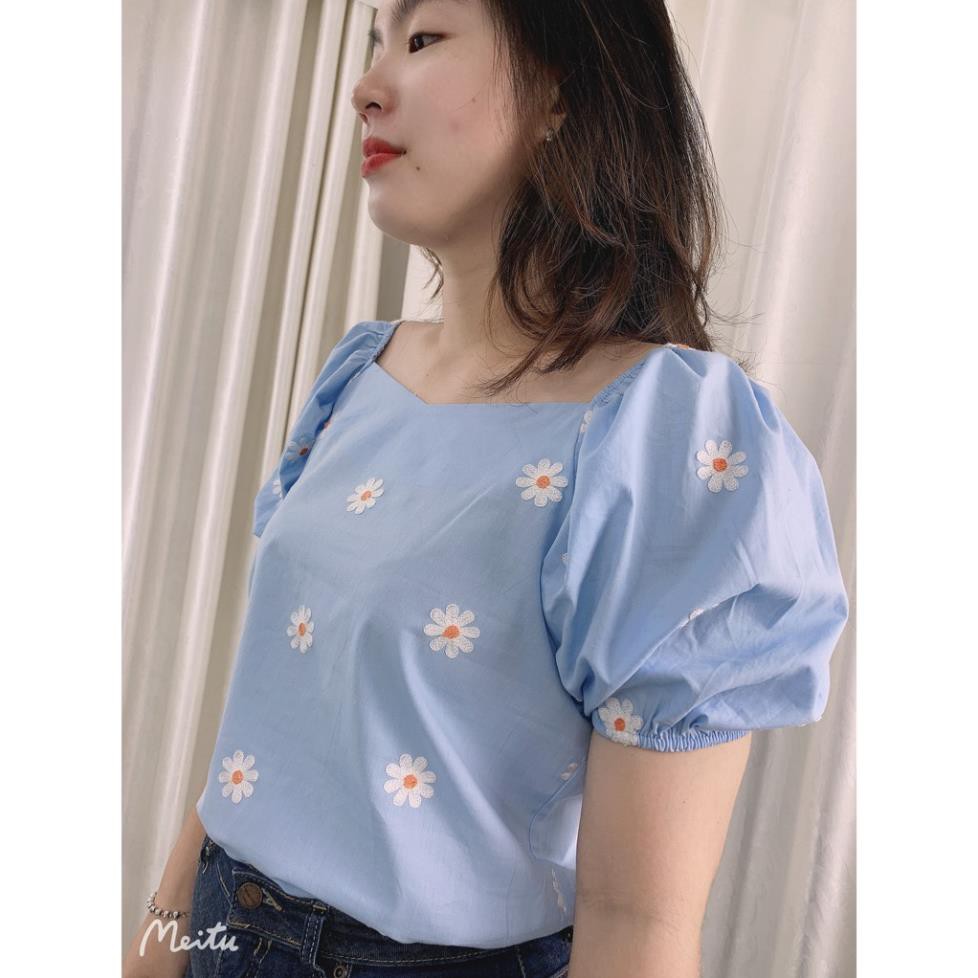 BIGSIZE nữ áo kiểu babydoll thêu hoa xinh xắn AKBS012 Béo Style cho người béo mập, mẹ bầu 55-100kg. Công sở, đi chơi 😍