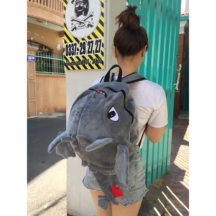 Balo hình thú rồng con răng sún vải nhung nhiều màu