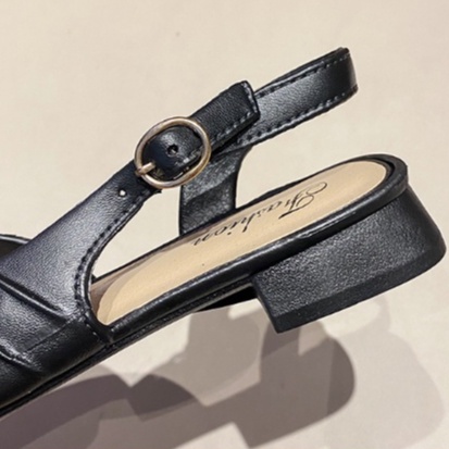 Giày Búp Bê Nữ Có Dây Quai Hậu Đính Đá Phong Cách Mạnh Mẽ, Cá Tính - Giày Nhựa Sandal Búp Bê Mũi Nhọn