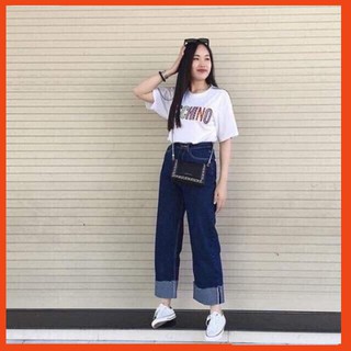 Quần ống rộng gấp gấu quốc dân