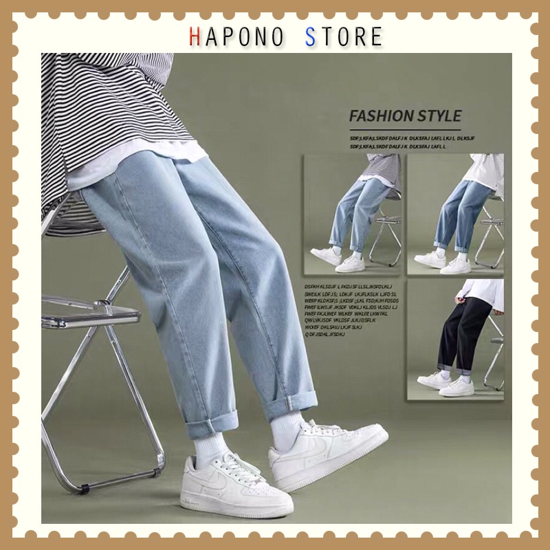 Quần jean bò nam nữ ống suông rộng Unisex hàng Quảng Châu phong cách Hàn Quốc sành điệu style 2022 - HAPONO-MJ041