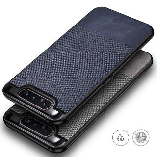 Ốp điện thoại da PU phối vải chống sốc phong cách sang trọng cho Samsung Galaxy A80 A90