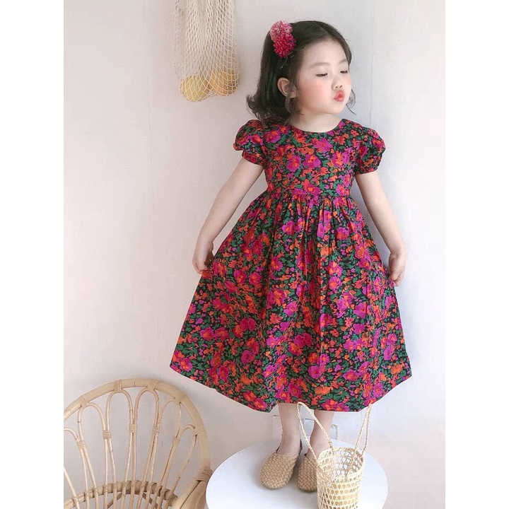 Váy Bé Gái Hml Thô Hàn Hoa Nhí Cho Bé 1- 10 Tuổi, Váy Cho Bé Gái Chất Mát, Đầm Bé Gái Size Đại Mã A3