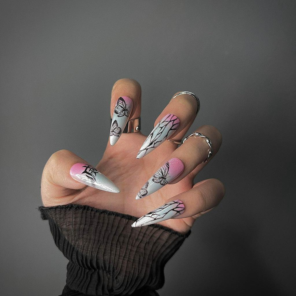 Móng Tay Giả Anime Nail Bộ 24 Nail Box Demon Slayer - Kimetsu No Yaiba Kèm Phụ Kiện Làm Móng