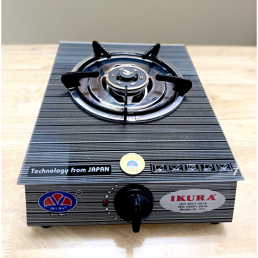 Bêp gas đơn IKURA - Chính hãng  - Đầu đốt hoa sen bằng đồng phi 78