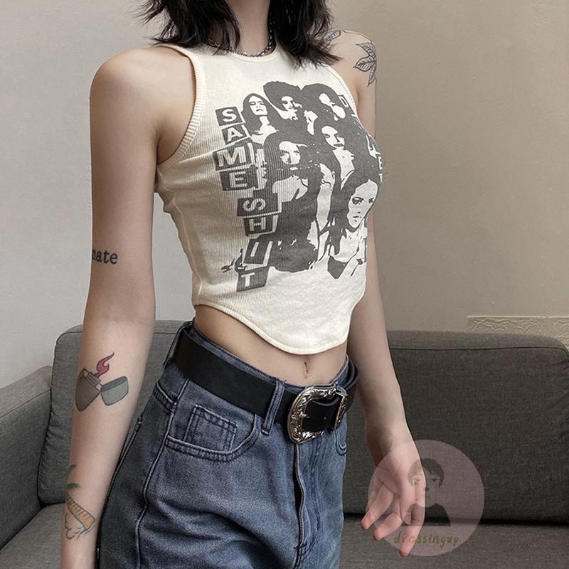 Áo Tank Top Không Tay Cổ Tròn In Chữ Thời Trang Mùa Hè Dành Cho Nữ