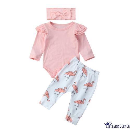 ❤XZQ-3PCS Toddler Newborn Baby Girls Outfits Clothes Romper Leggings Pants Bodysuit+Pants Set 0-18M