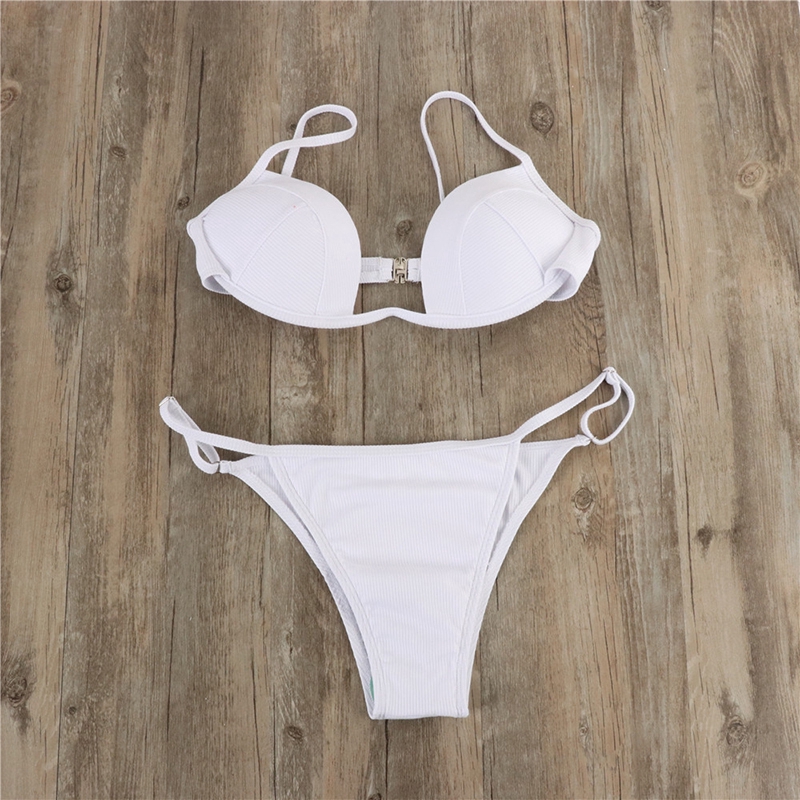 Bộ đồ bơi bikini hai mảnh màu trơn có đệm lót nâng ngực kiểu dáng thời trang quyến rũ dành cho nữ | BigBuy360 - bigbuy360.vn