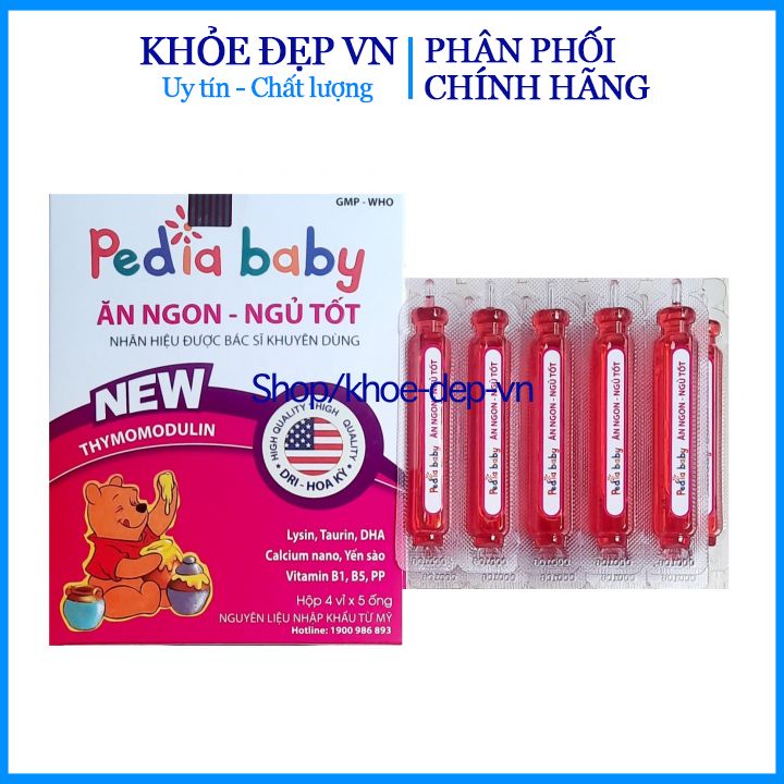 Siro ăn ngon ngủ ngon Pedia baby tắng sức đề kháng và hâsp thụ thức ăn  hộp 20 ống