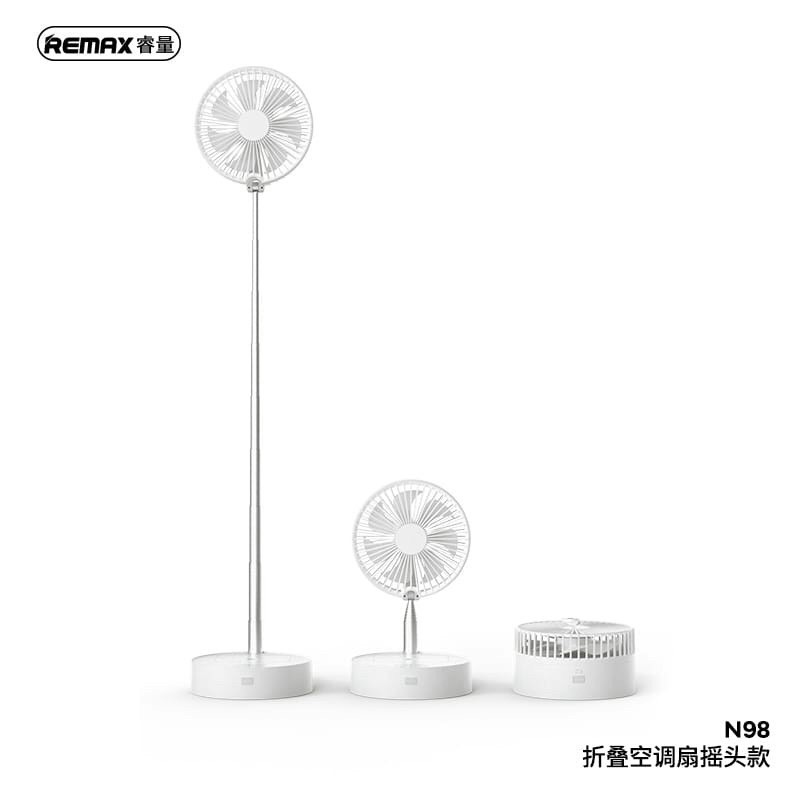 Quạt sạc đa năng gấp gọn Remax N98 tích điện, đảo qua lại gốc 140 độ, REMOTE, đèn ngủ, phun sương/N31 không phun sương