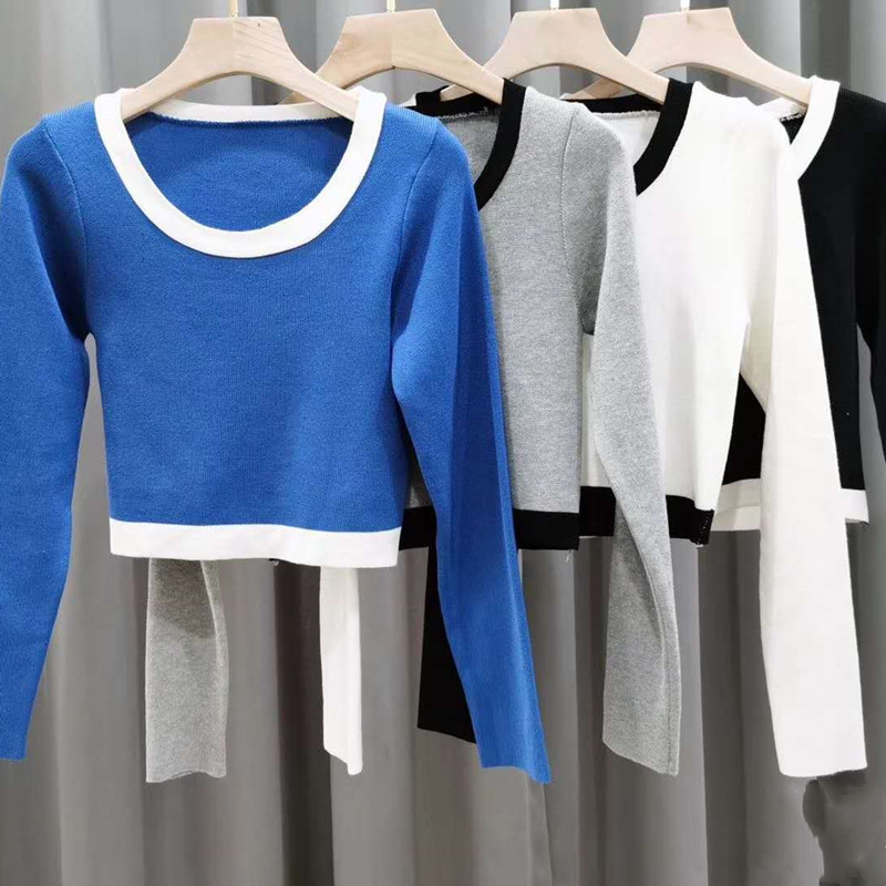 SUXI Áo Thun Dài Tay Cổ Chữ U Gợi Cảm Cho Nữ
