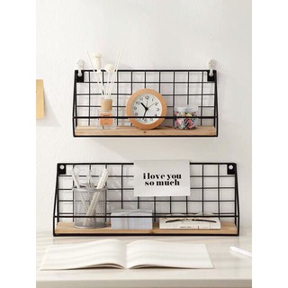 Kệ gỗ treo tường khung lưới