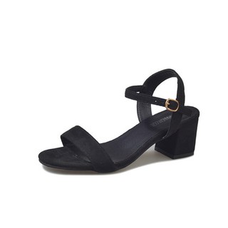 Sandal da lộn đế vuông 3 màu tôn da [Ảnh Thật]