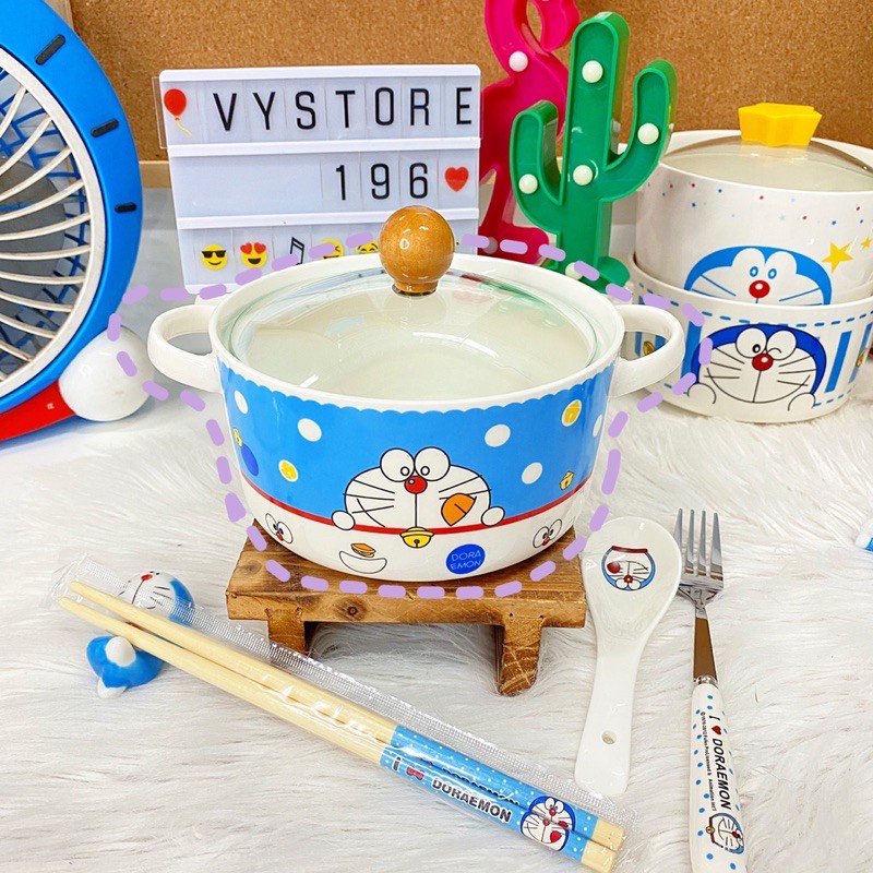 NỒI SỨ ĂN MÌ ĐÔREMON / THỐ NẤU SOUP HOẠT HÌNH ĐÔRAEMON ĐUN ĐƯỢC TRỰC TIẾP TÊN BẾP