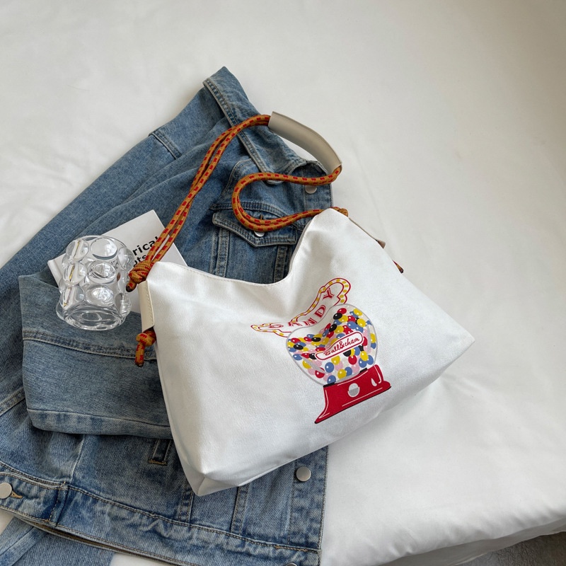 Túi Tote Đeo Vai Vải Canvas Cỡ Lớn Thời Trang Mùa Hè Cho Nữ Dễ Phối Đồ