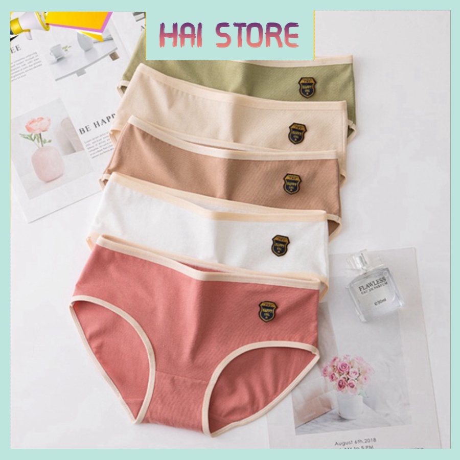 Quần Lót Nữ Cotton Happy Girl Mịn Chất Lượng, Quần Chip Tôn Dáng Cao Cấp Kháng Khuẩn Y tế Cute