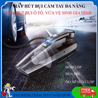 Máy hút bụi cầm tay đa năng 4 in 1, vừa hút bụi ô tô vừa về sinh gia đình bơm lốp nhanh đo áp suất lốp. Bảo hành 2 năm.