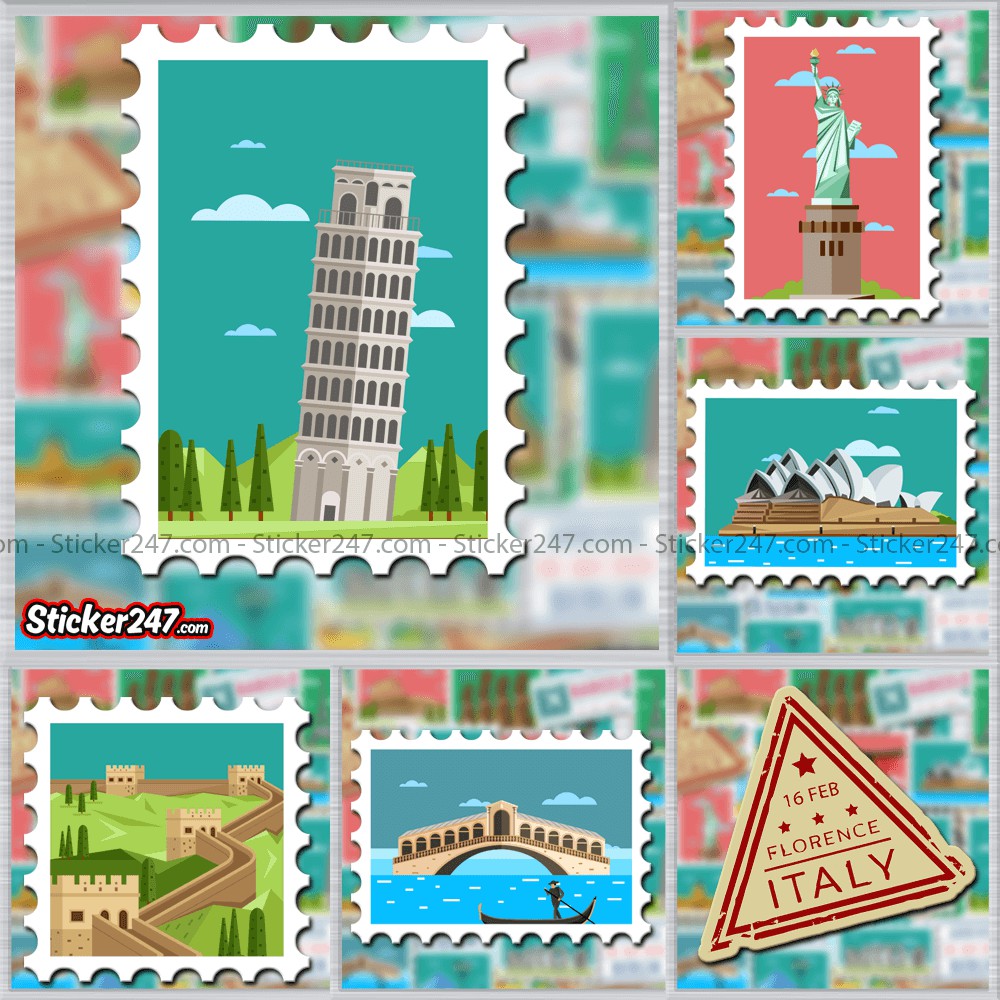 Sticker Tem Du lịch Địa Danh 🌈𝑭𝒓𝒆𝒆𝒔𝒉𝒊𝒑 chống nước sticker dán laptop, điện thoại, đàn, mũ bảo hiểm, vali - TRA01