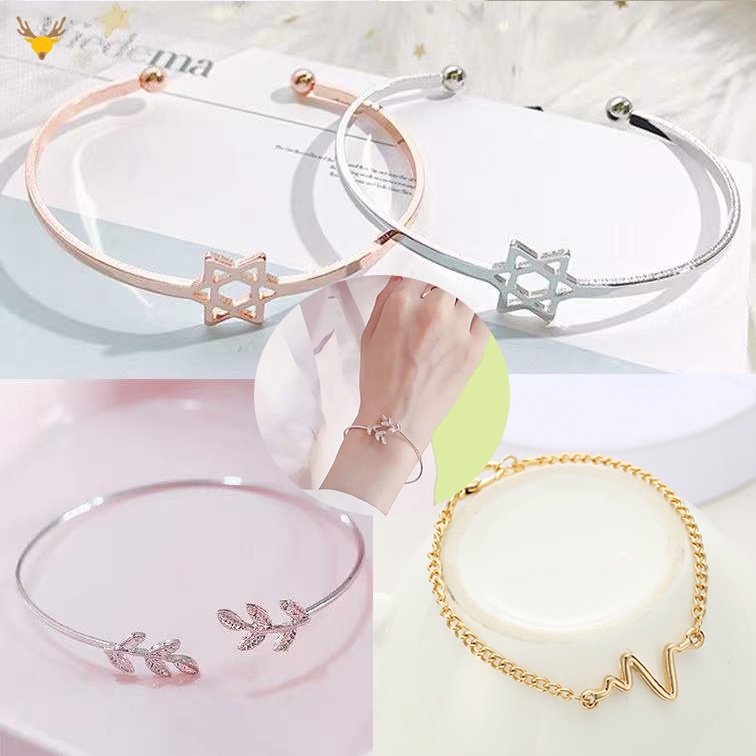 Vòng Tay Mạ Vàng/Bạc Hoạ Tiết Độc Đáo Cho Nữ