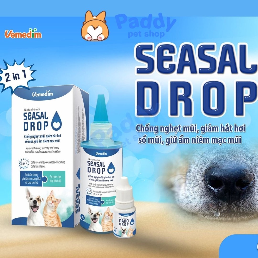 Dung Dịch Chống Nghẹt Mũi Giảm Hắt Hơi Giữ Ấm Mũi Seasal Drop cho Chó Mèo