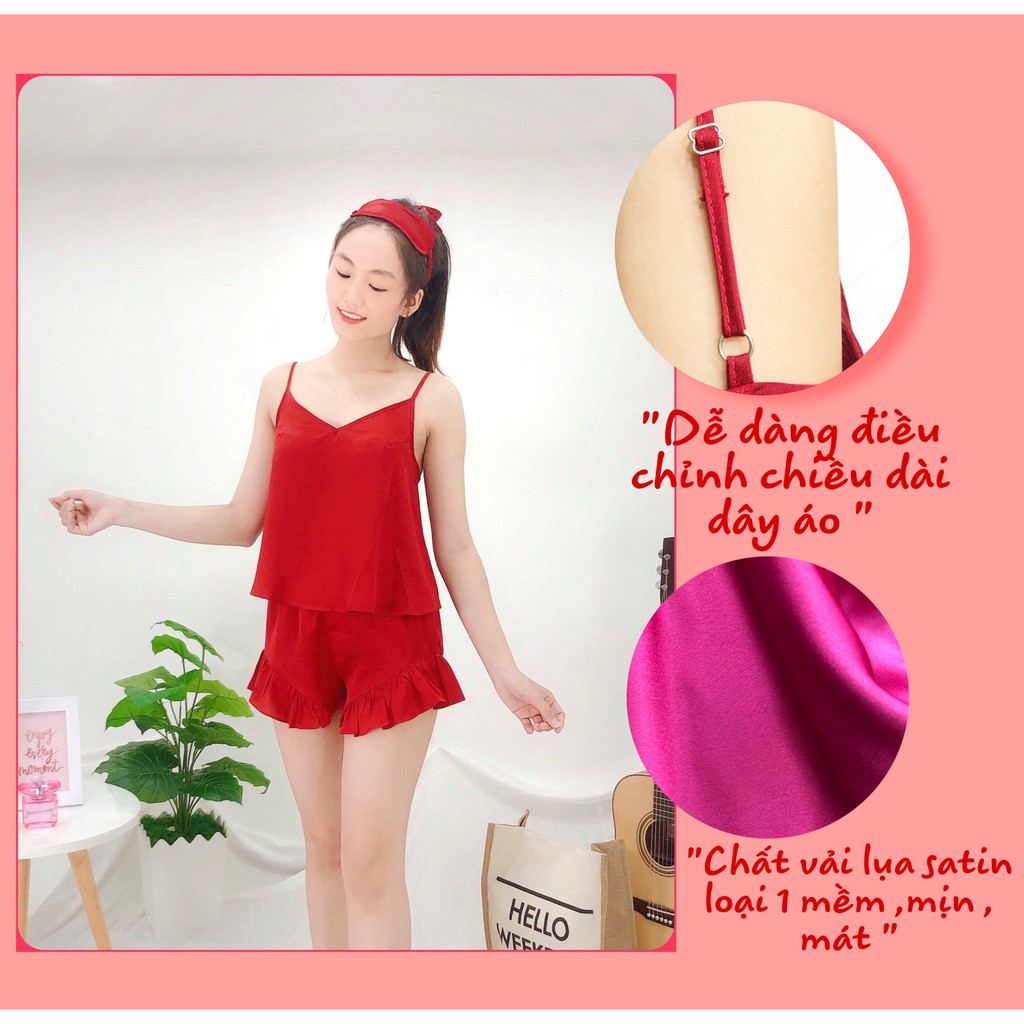[FREESHIP 50K] [GIÁ SỐC] BỘ NGỦ 2 DÂY LỤA SATIN NHISTORE QUẦN LAI  BÈO  TẶNG  KÈM BỊT MẮT ĐÁNG YÊU FREESIZE DƯỚI 60KG | BigBuy360 - bigbuy360.vn