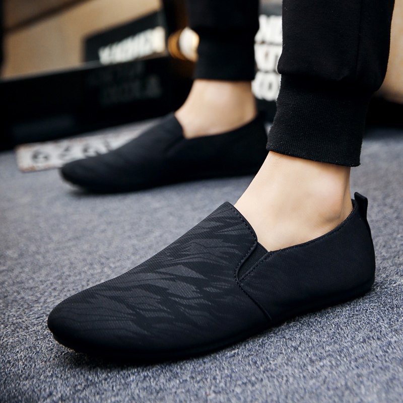 Tặng Lót Da Bò Khử Mùi Cao Cấp Giày Lười Vải Nam Hàn Quốc Giày lười vải phong cách Màu Đen SS2001 | BigBuy360 - bigbuy360.vn