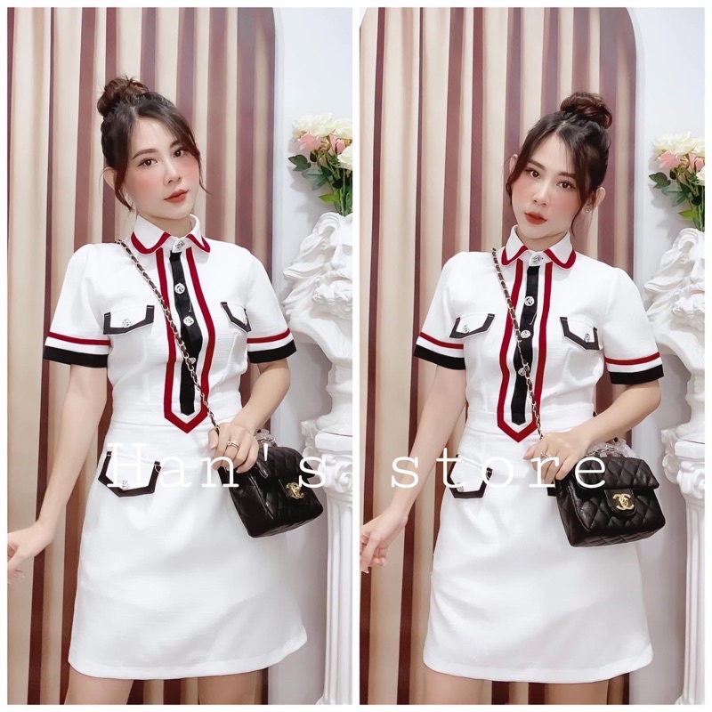 ĐẦM PHỐI VIỀN NÚT GUCCI (ẢNH THẬT)