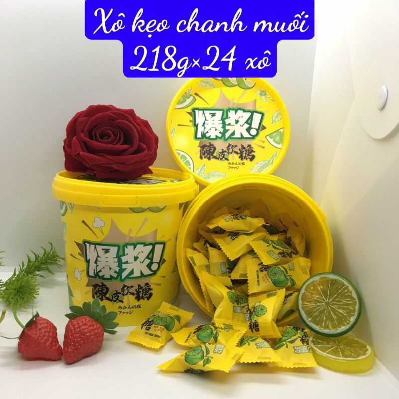 Kẹo dẻo ô mai chanh muối nhân chảy vị quýt gói 208g, 218g và Xô 218g,238g