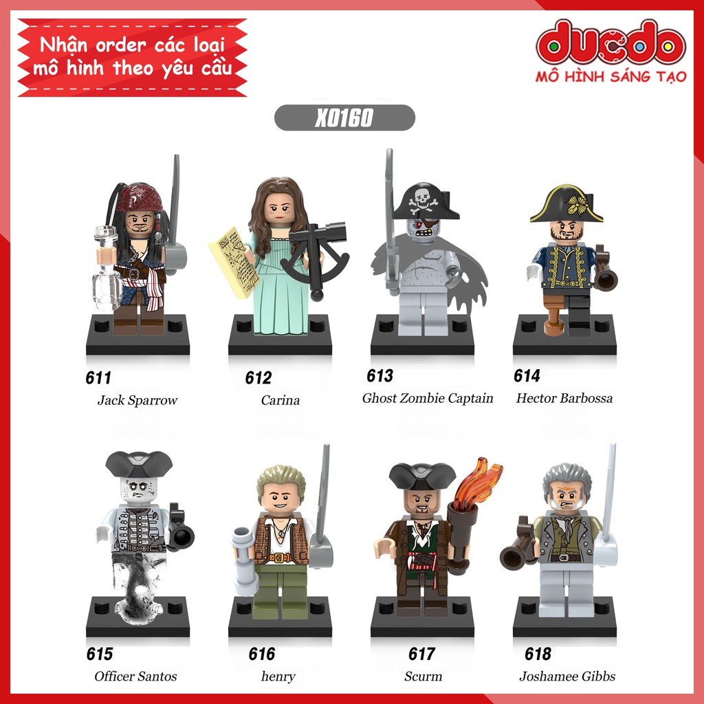 Minifigures các nhân vật cướp biển vùng Caribe tuyệt đẹp - Đồ chơi Lắp ghép Xếp hình Mô hình Mini Xinh 0160