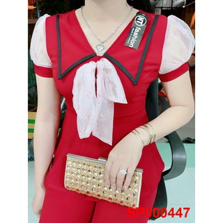 Đồ bộ thun cát hàn thắt nơ cổ 447