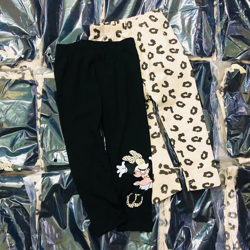 Set 2 quần legging da báo và Minnie