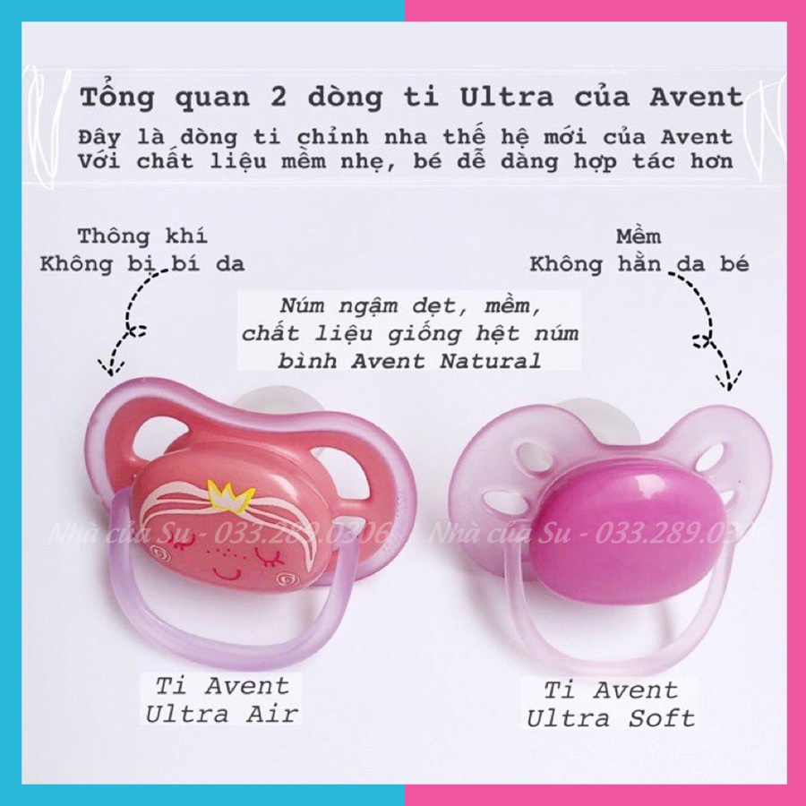 Ti giả Avent ultra Air/Soft ⭐FREESHIP⭐ Ti ngậm đầu dẹt chỉnh nha mềm thông khí NHÀ CỦA SU