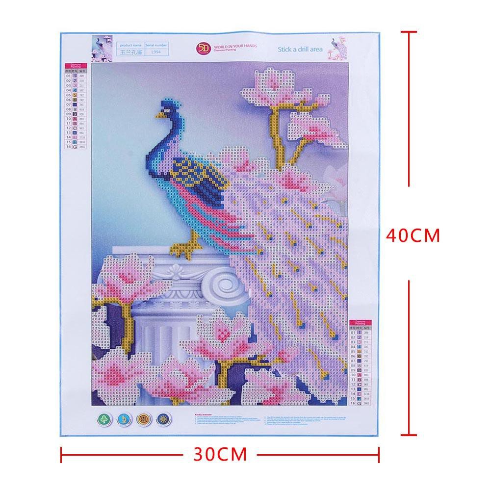 Bộ Tranh Đính Đá 5d Tự Làm Hình Chim Công Hoa Mộc Lan 5d