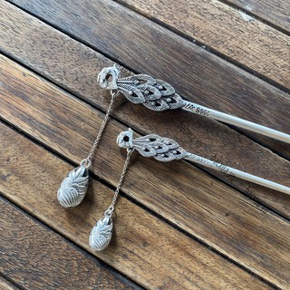 Trâm cài tóc bạc nguyên chất Phượng Hoàng treo hoa Mẫu Đơn