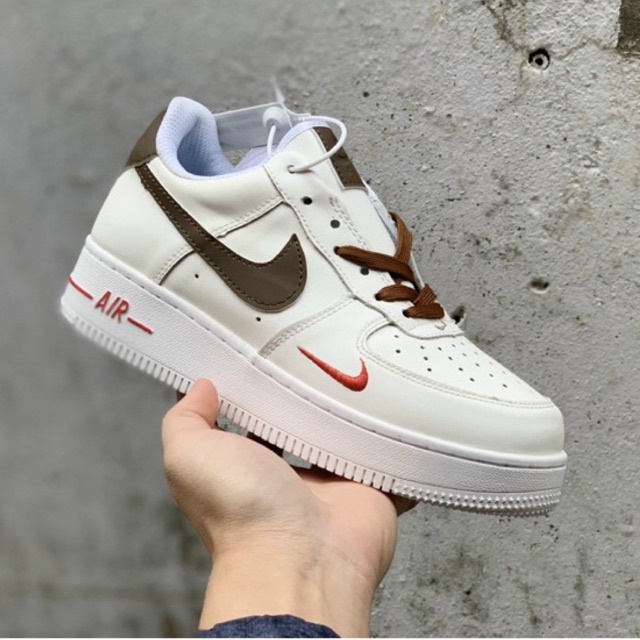 Giày thể thao Nike_Vệt Nâu trắng, Giày AF1 gót nâu nam nữ cao cấp