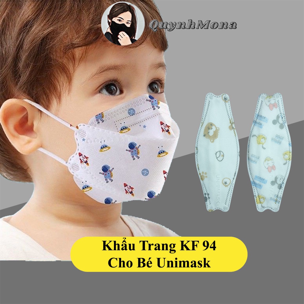 Khẩu Trang Cho Bé KF94 Unimask Quynhmona 4 Hàn Quốc Kháng Khuẩn, Chống Bụi Mịn Cho Trẻ Em Từ 3 Đến 12 Tuổi