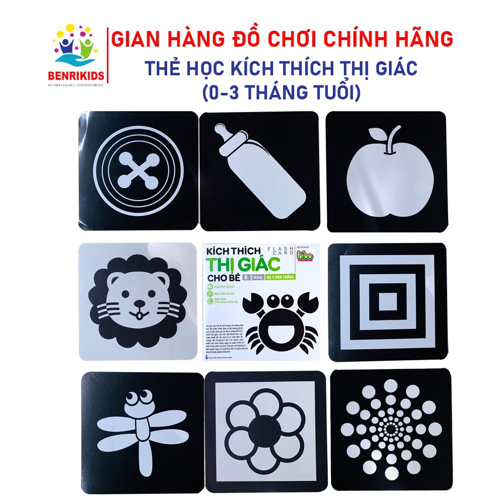 Thẻ Học Thông Minh Trọn Bộ 20 Thẻ Đen Trắng Kích Thích Thị Giác Cho Trẻ Sơ Sinh Bìa Cứng Chống Thấm Nước