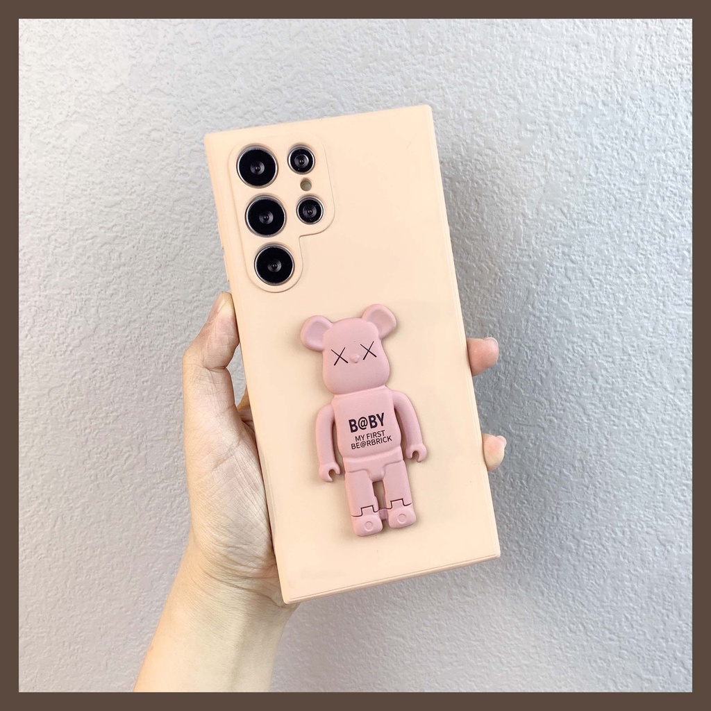 Ốp Điện Thoại TPU Dẻo Vuông Có Giá Đỡ Hoạt Hình Samsung Galaxy S23 S23 + S22 S21 S20 Note 20 10 Ultra Plus FE