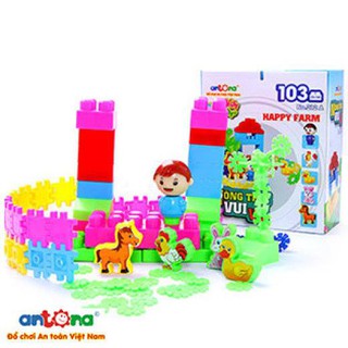 (Hàng VN) Bộ Đồ Chơi Xếp Hình Nông Trại Vui Vẻ 103 Chi Tiết Antona Giúp Bé Phát Triển Tư Duy Sáng Tạo