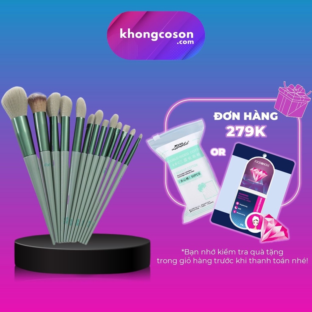 Bộ Cọ Trang Điểm Fix+ 13 Món Nội Địa Trung Lông Mềm Mịn Kèm Túi Rút - Khongcoson