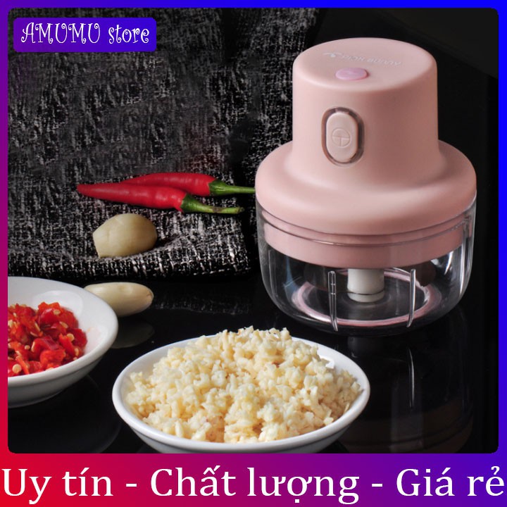 Máy Xay Tỏi Ớt Mini Sạc Điện, Lưỡi Dao Bằng Hợp Kim Cao Cấp (hàng nội địa trung) 250ml