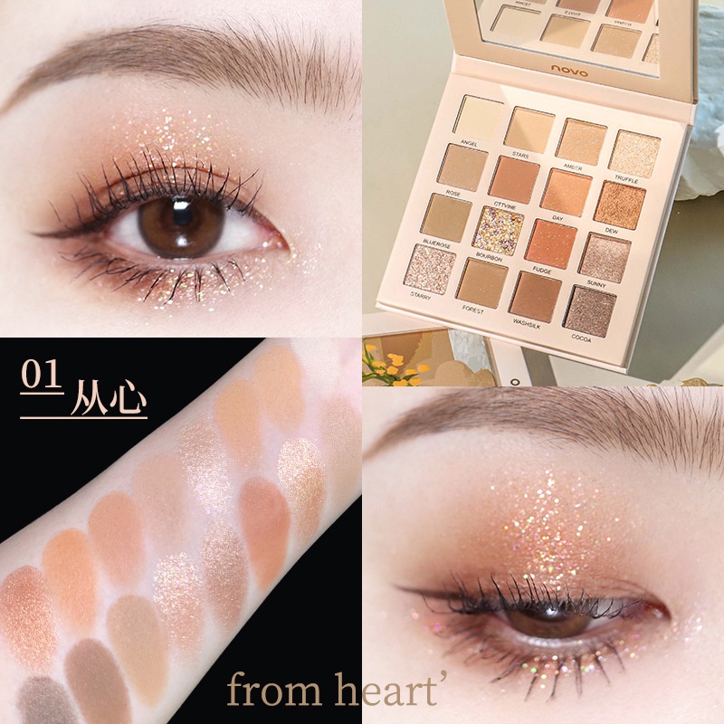 Bảng phấn mắt ROTO 16 ô, phấn mắt nội địa trung nhũ lì tông màu trầm C28 - Sammi beauty