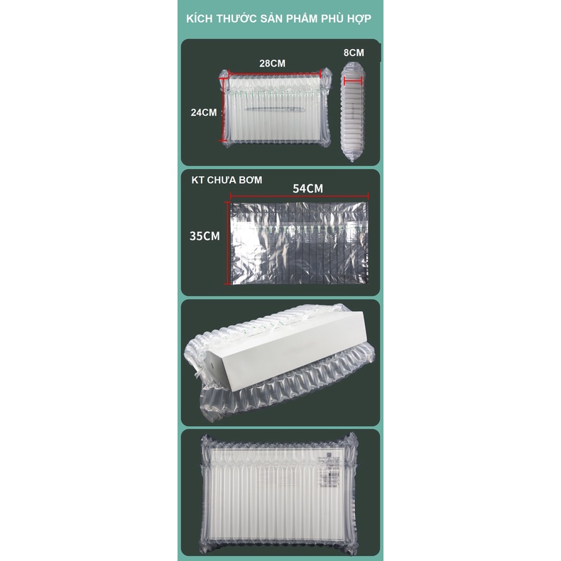 Bao bì đóng gói túi nilon,cột khí, bọc khí chống sốc Airpac vận chuyển hàng hóa dễ vỡ 17 cột bọc đồ cỡ 25cm x 34cm x 8cm