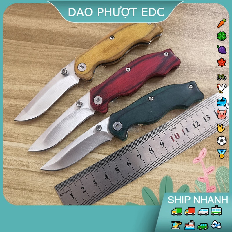Dao Nhỏ Xúi Treo Móc Khóa - Tay Cầm Ốp Gỗ Thật Nhuộm Màu - Gọt Hoa Quả Gia Dụng