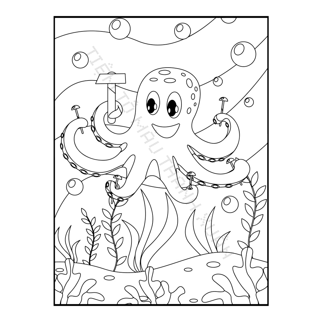 Set 50 Tờ Tranh Tô Màu Thế Giới Dưới Biển Cho Bé Tô Màu Sáp, Màu Chì - Tiệm Tô Màu Thanh Xuân