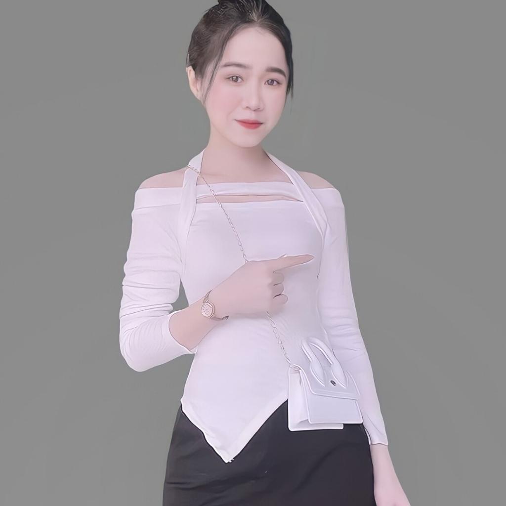 Áo Croptop Dài Tay Nữ Kiểu Ôm Body Khoét Ngực Linnie - Áo Kiểu Nữ Tay Dài TRỄ VAI Vạt Chéo Chất Len Tăm Siêu Xinh | BigBuy360 - bigbuy360.vn